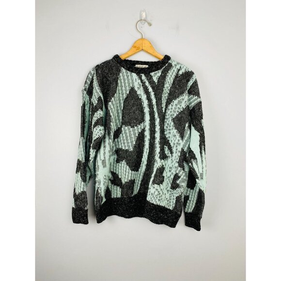Vtg Area by Tag Size XL Men's Crazy Pattern Crewneck Sweater 80s Grandpa Style